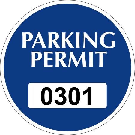 Lustre-Cal Vinyl Permanent Parking Permit Dark Blue 3in x 3in  Circle Serialized 301-350, 50PK 253748PvWh1BdDi0301